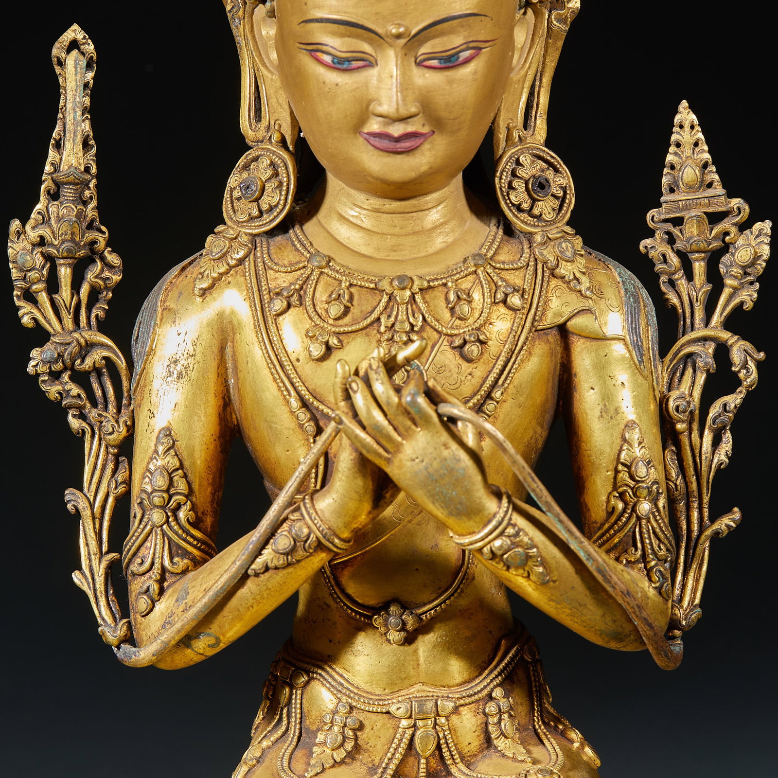 Bronze gilded Tara statue - 3