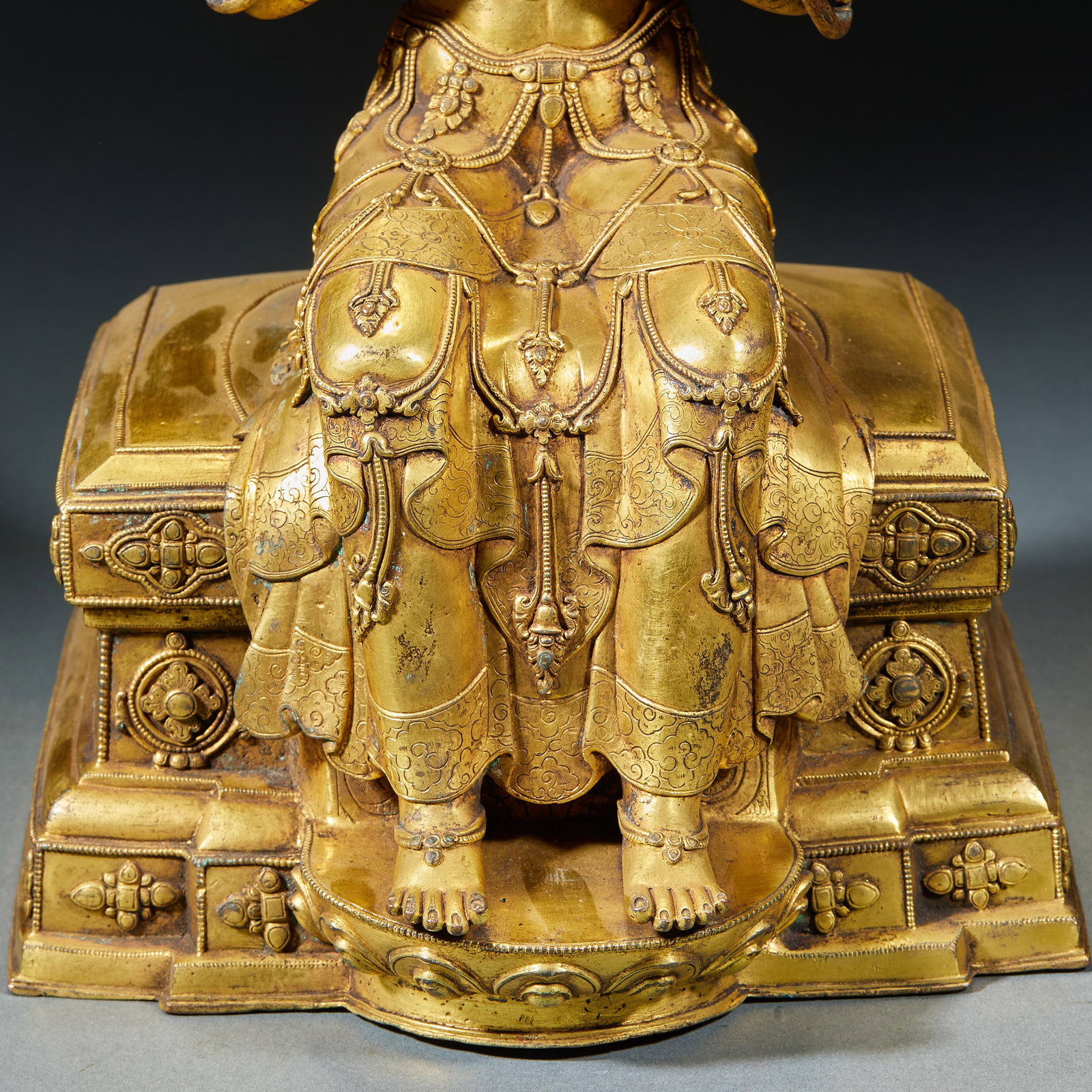 Bronze gilded Tara statue - 4