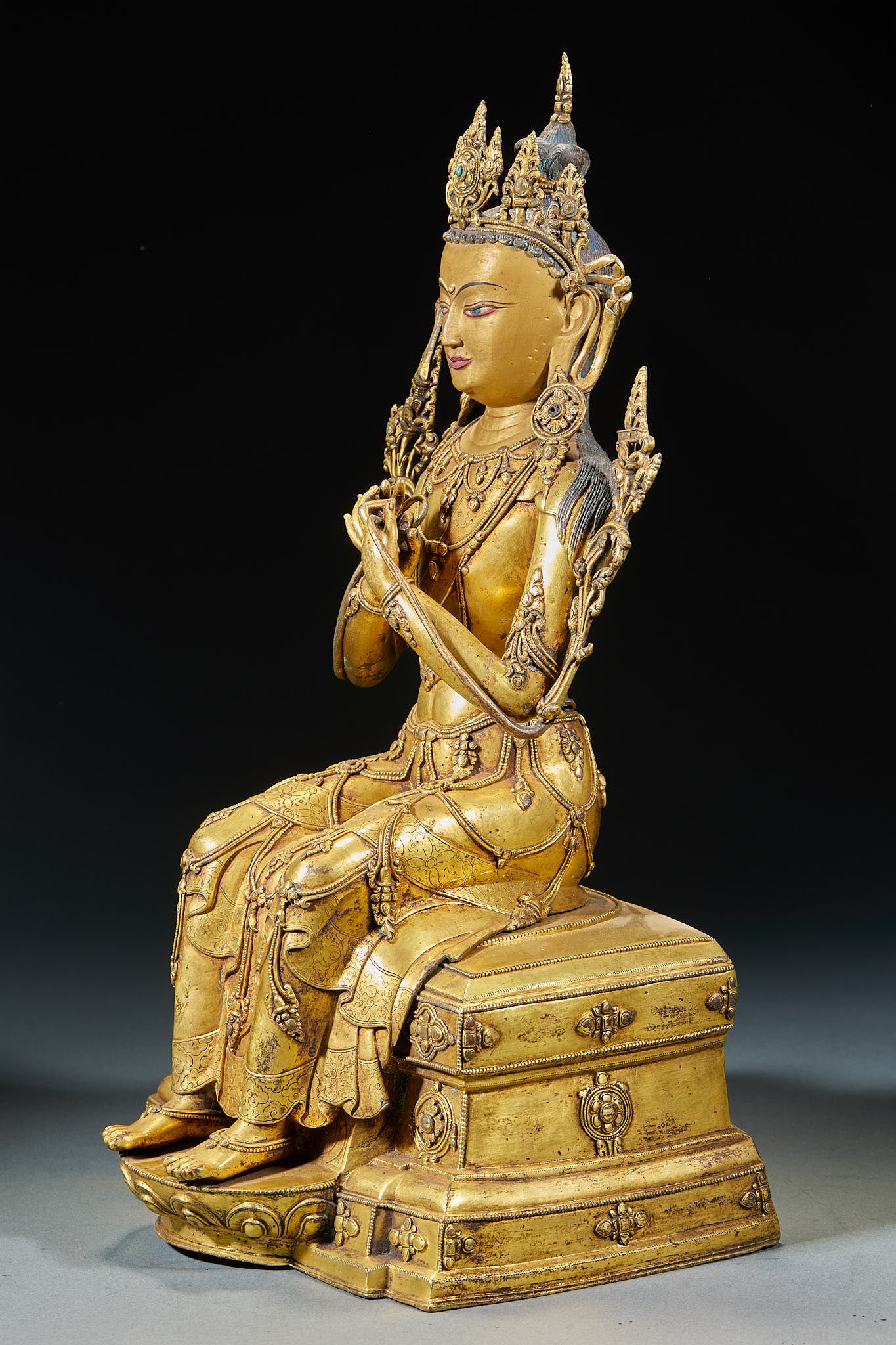 Bronze gilded Tara statue - 5