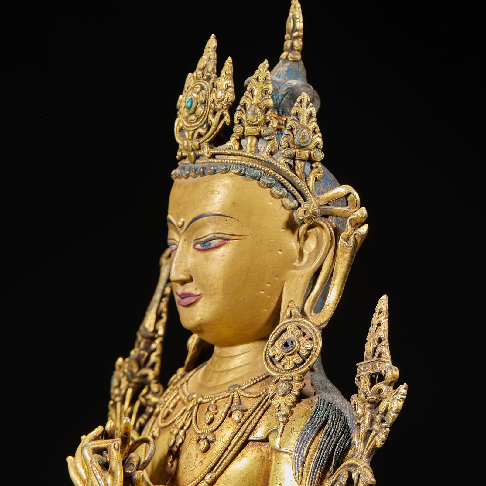 Bronze gilded Tara statue - 6
