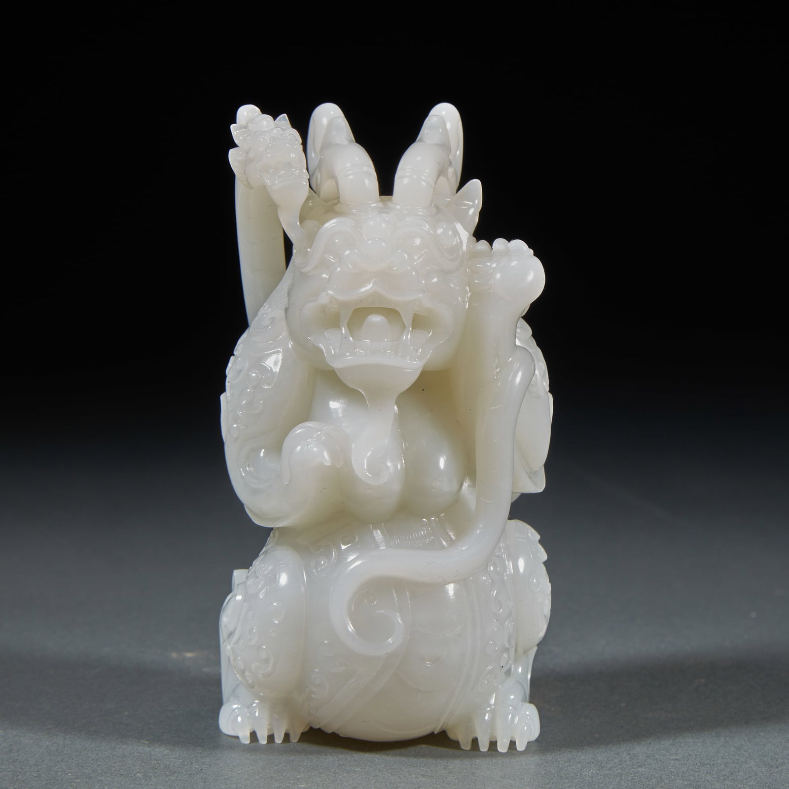 Hetian jade beast pair - 4