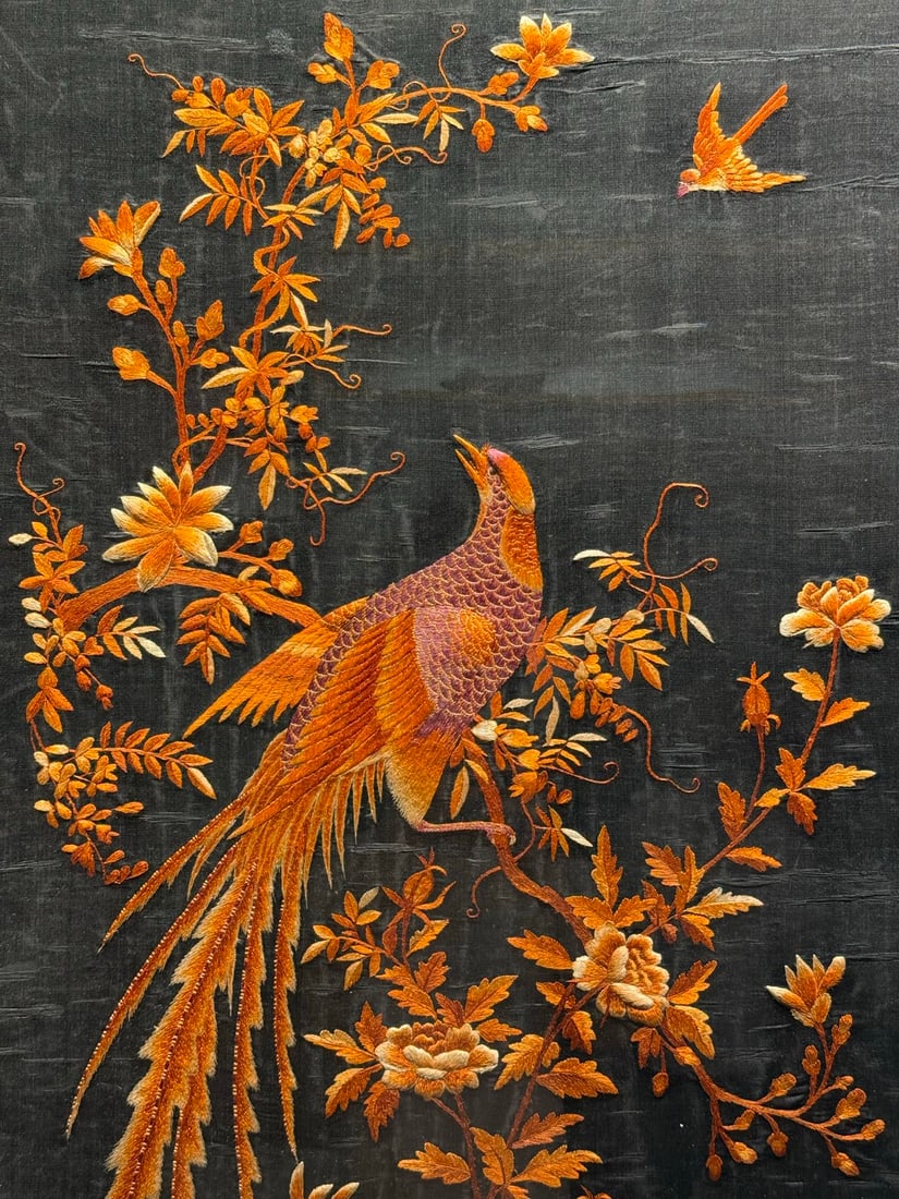 Republic?of?China Embroidered Panel, Pine?Crane Longevity and Additional Splendour - 2