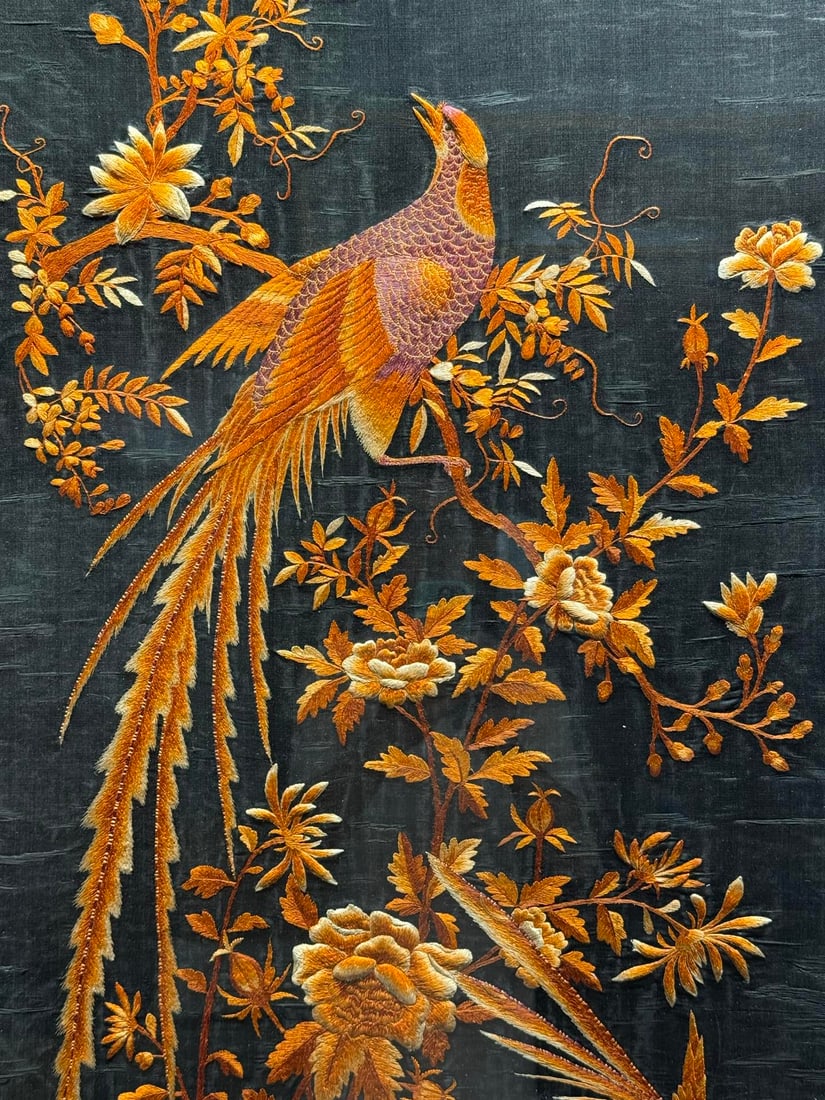 Republic?of?China Embroidered Panel, Pine?Crane Longevity and Additional Splendour - 3