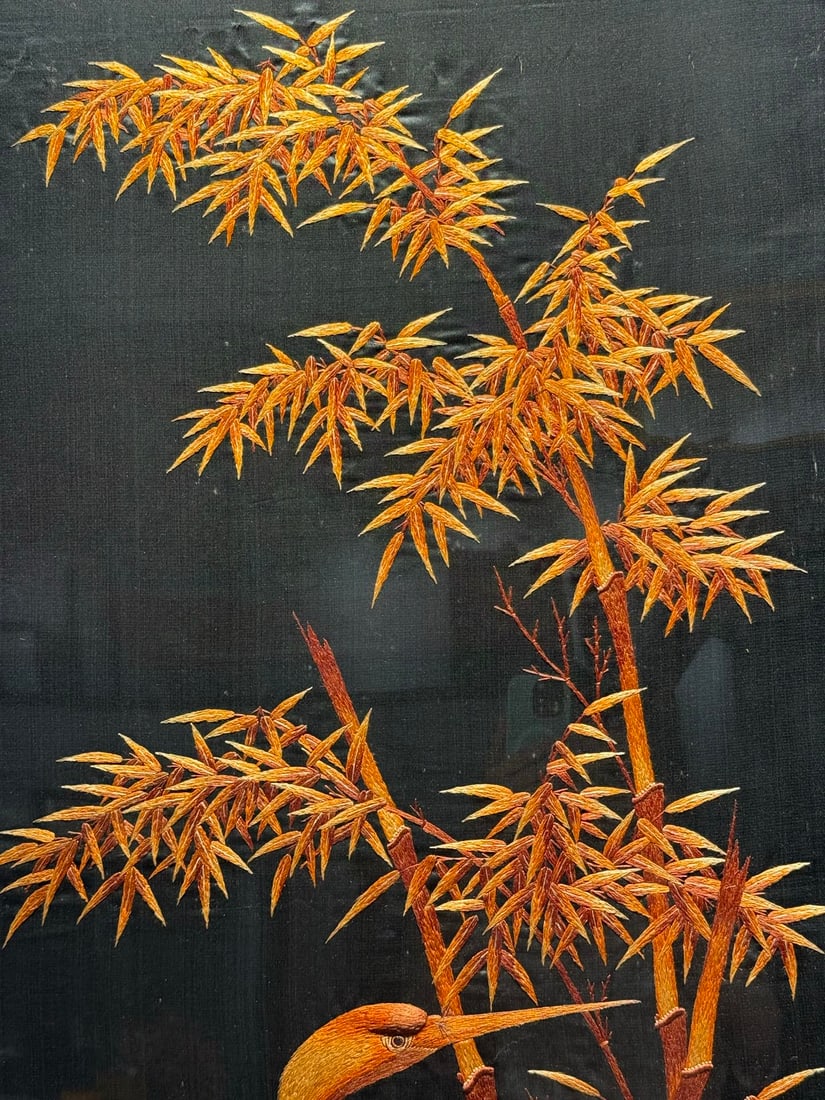 Republic?of?China Embroidered Panel, Pine?Crane Longevity and Additional Splendour - 5
