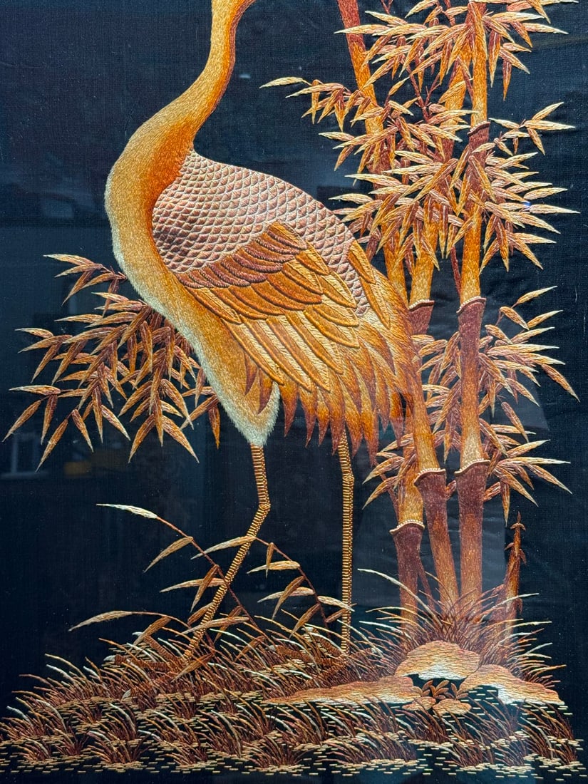 Republic?of?China Embroidered Panel, Pine?Crane Longevity and Additional Splendour - 6