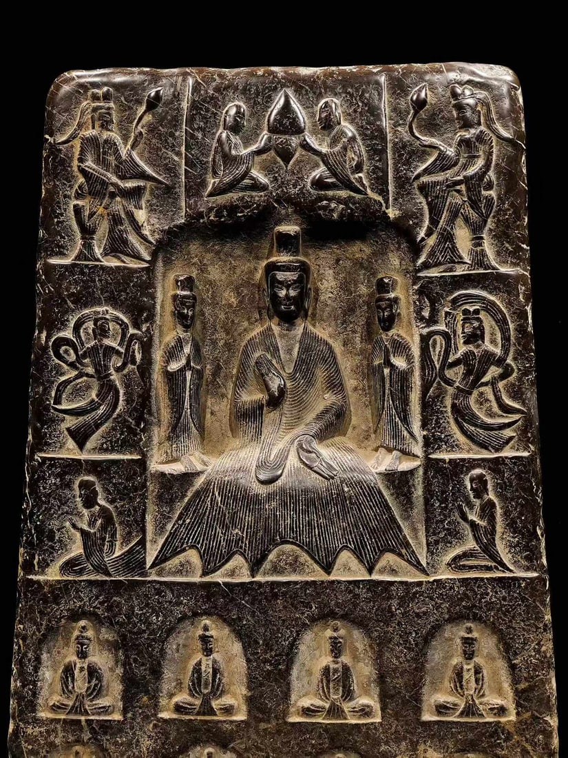 Carved stone Buddhist shrine - 2