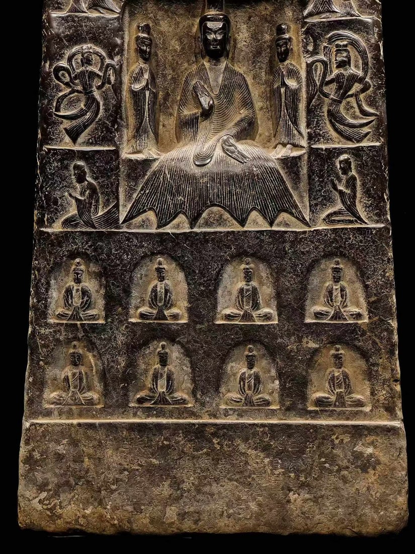 Carved stone Buddhist shrine - 3