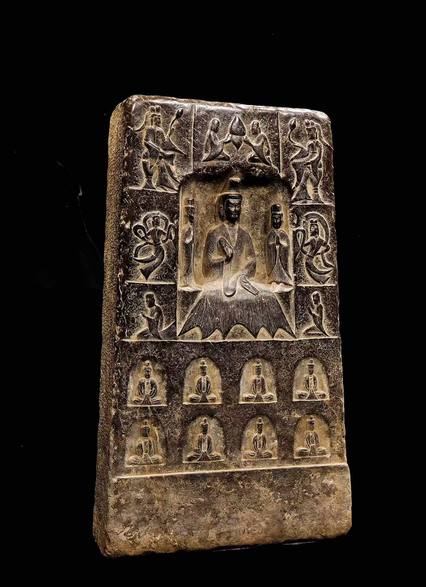 Carved stone Buddhist shrine - 4