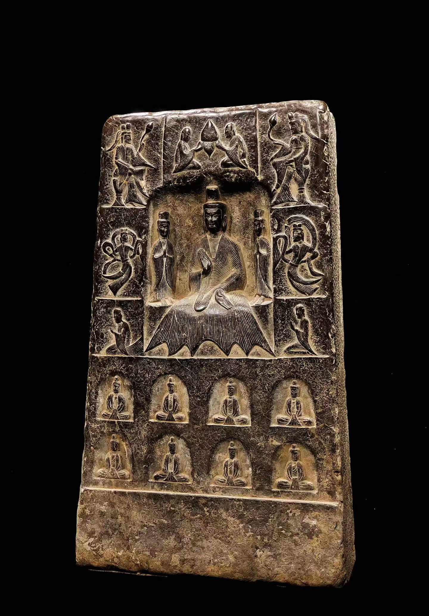 Carved stone Buddhist shrine - 5