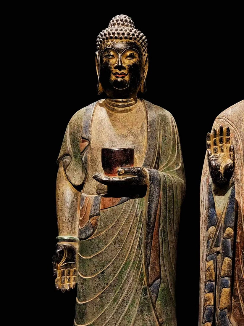 Bluestone painted Buddha III - 2