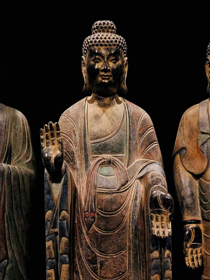 Bluestone painted Buddha III - 3