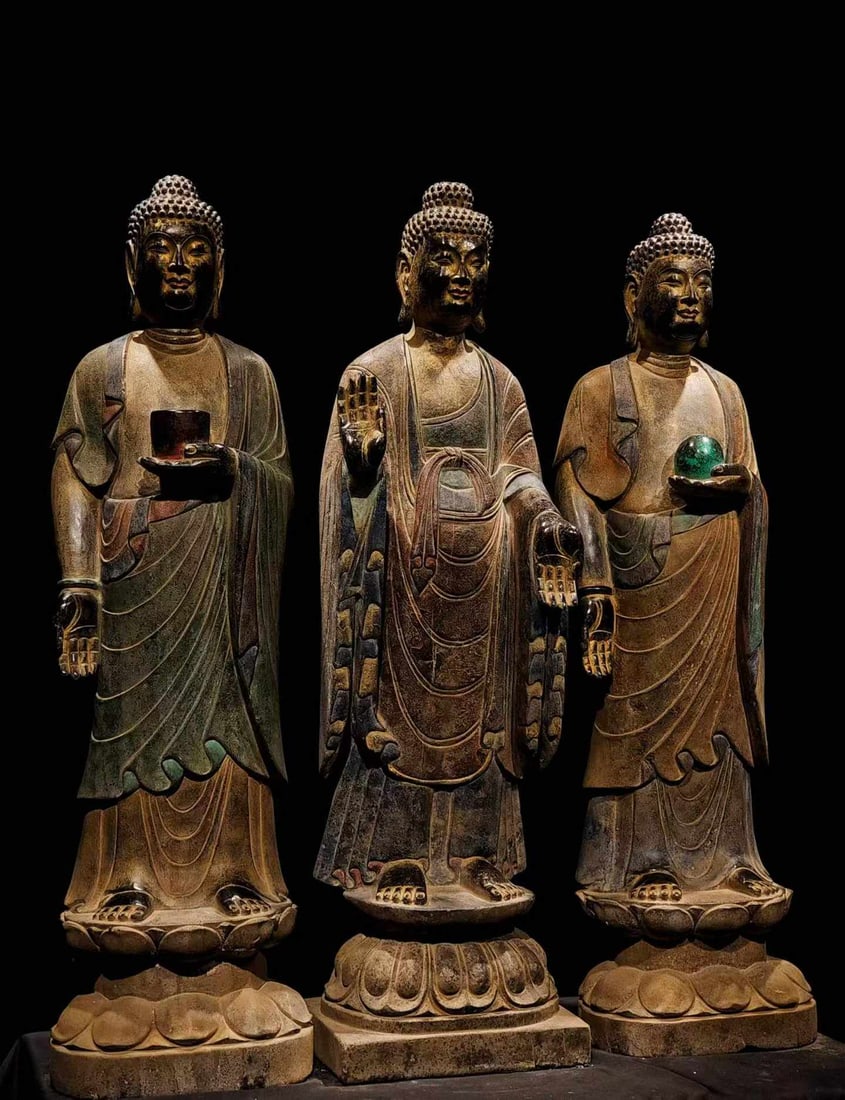 Bluestone painted Buddha III - 5