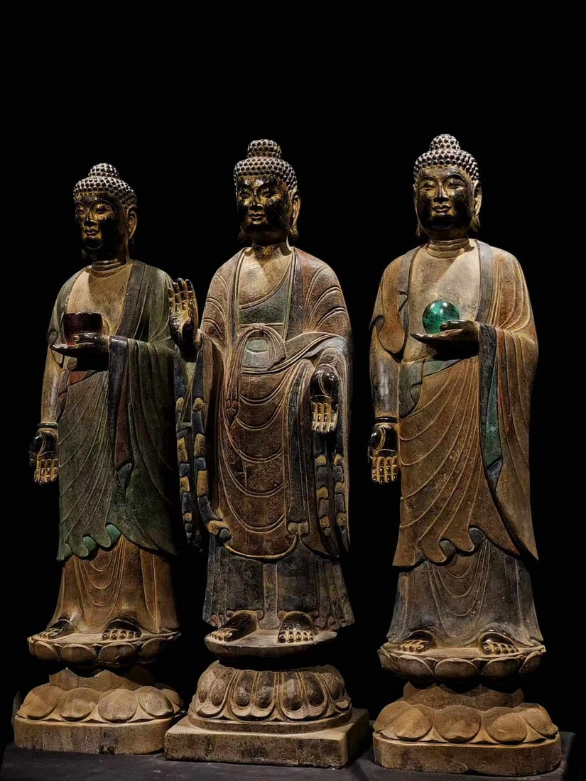 Bluestone painted Buddha III - 6