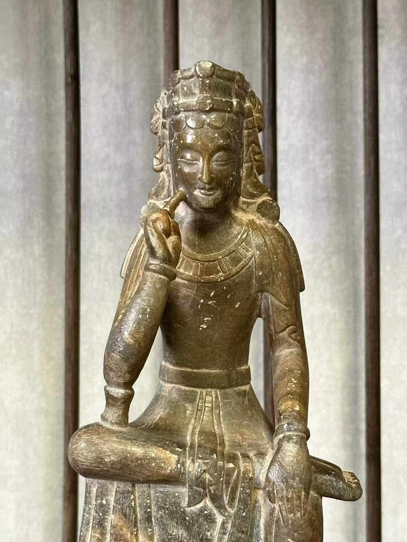Leopard-spotted jade thinking Buddha - 2