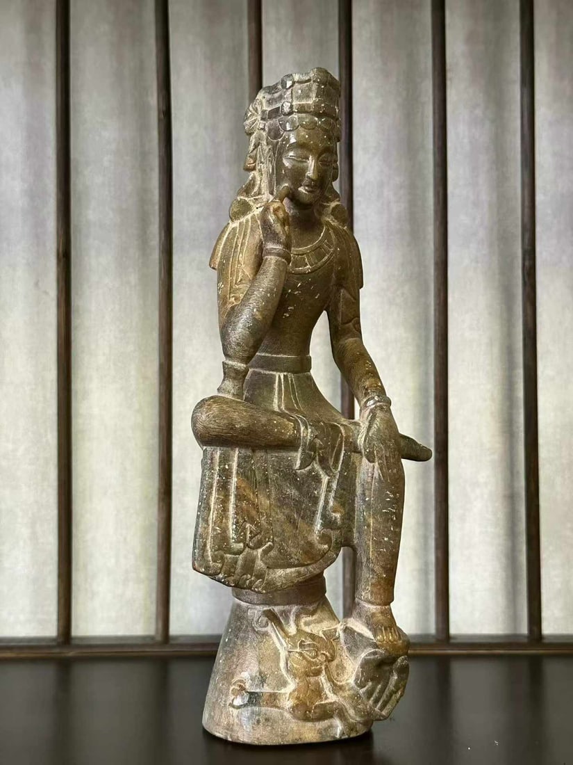 Leopard-spotted jade thinking Buddha - 4