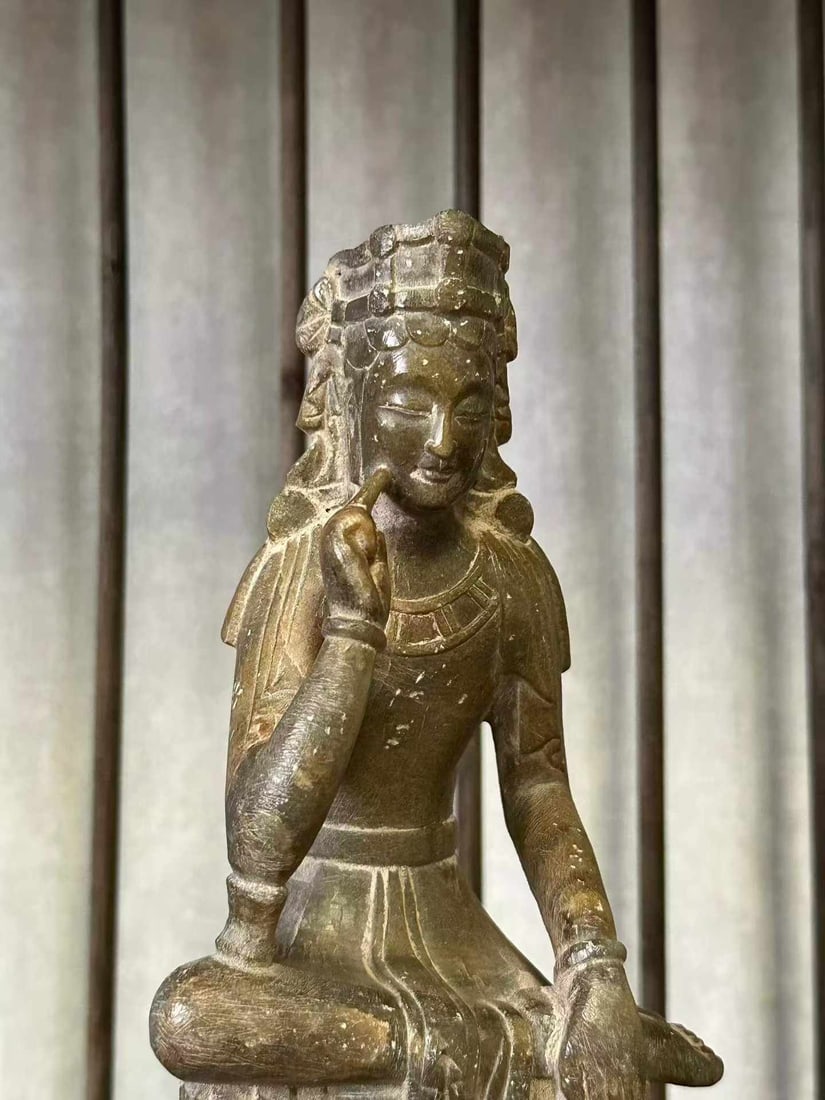 Leopard-spotted jade thinking Buddha - 6