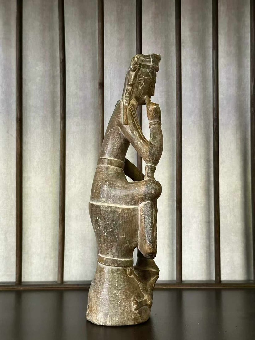 Leopard-spotted jade thinking Buddha - 7