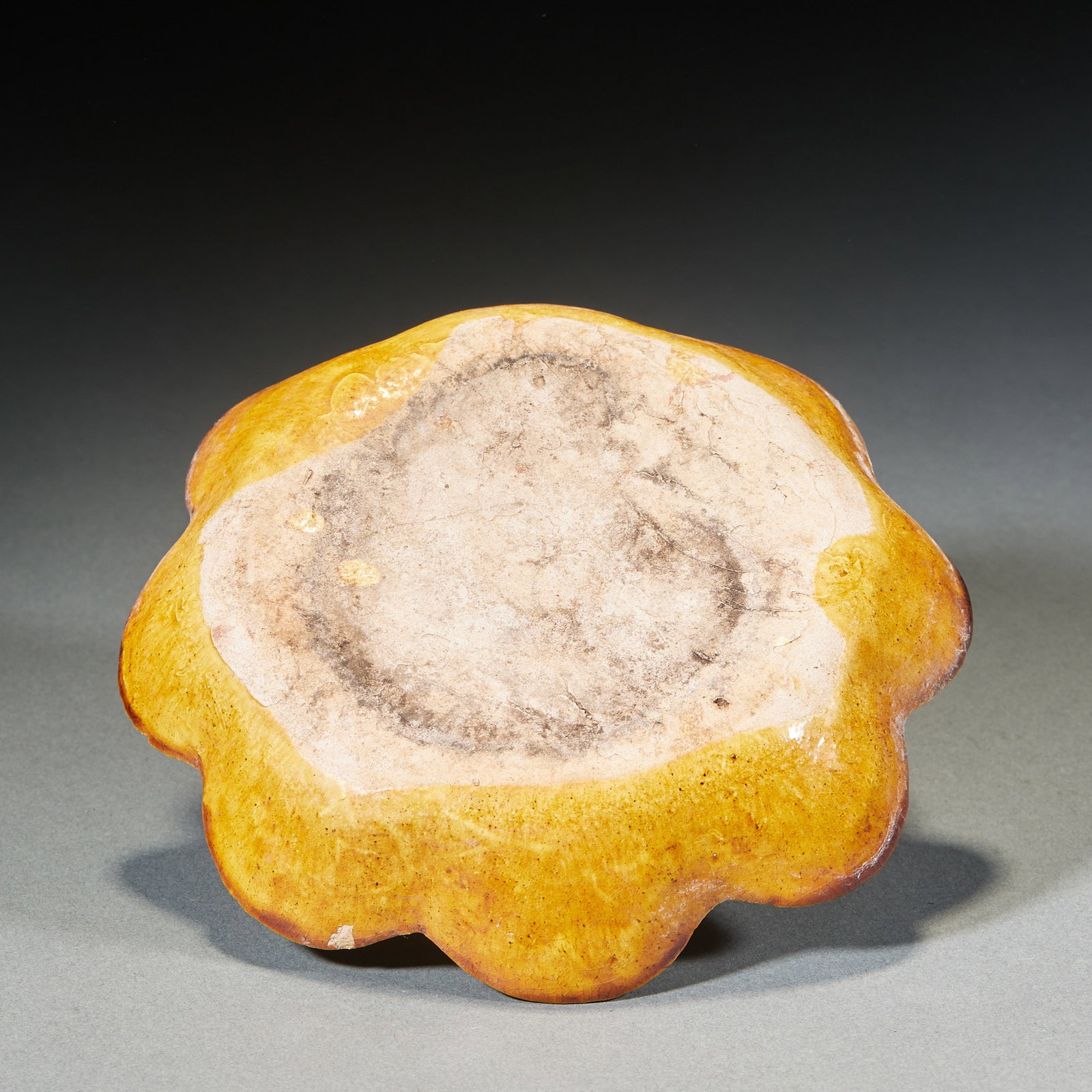 Yellow glazed lotus dish - 5