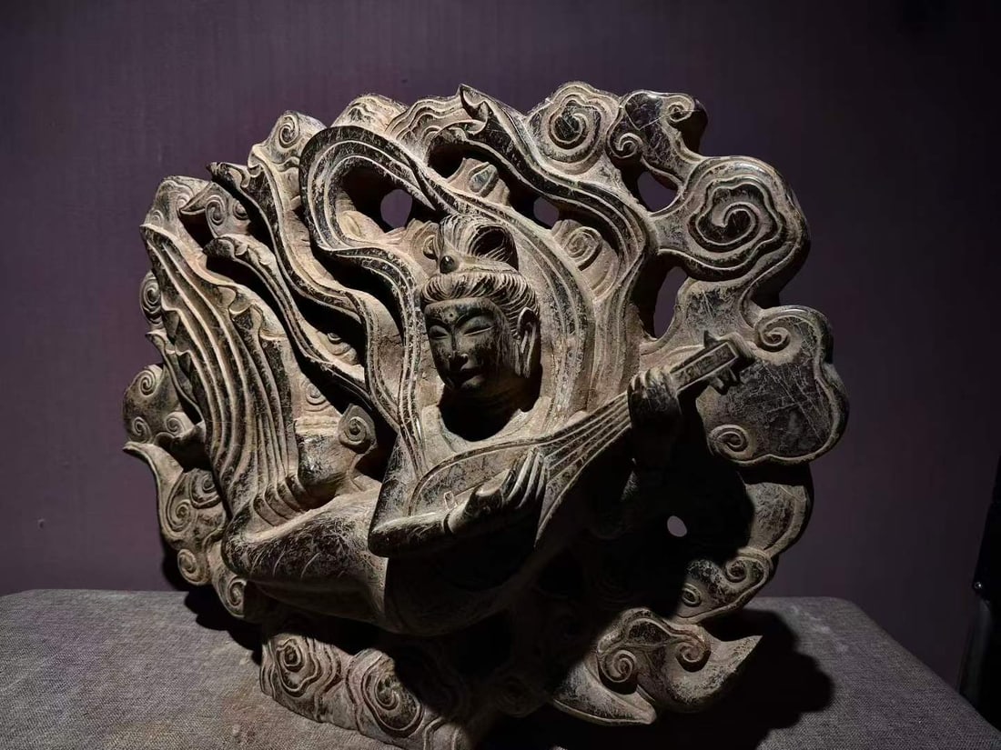 Pre?Ming Period Bluestone Apsara - 5
