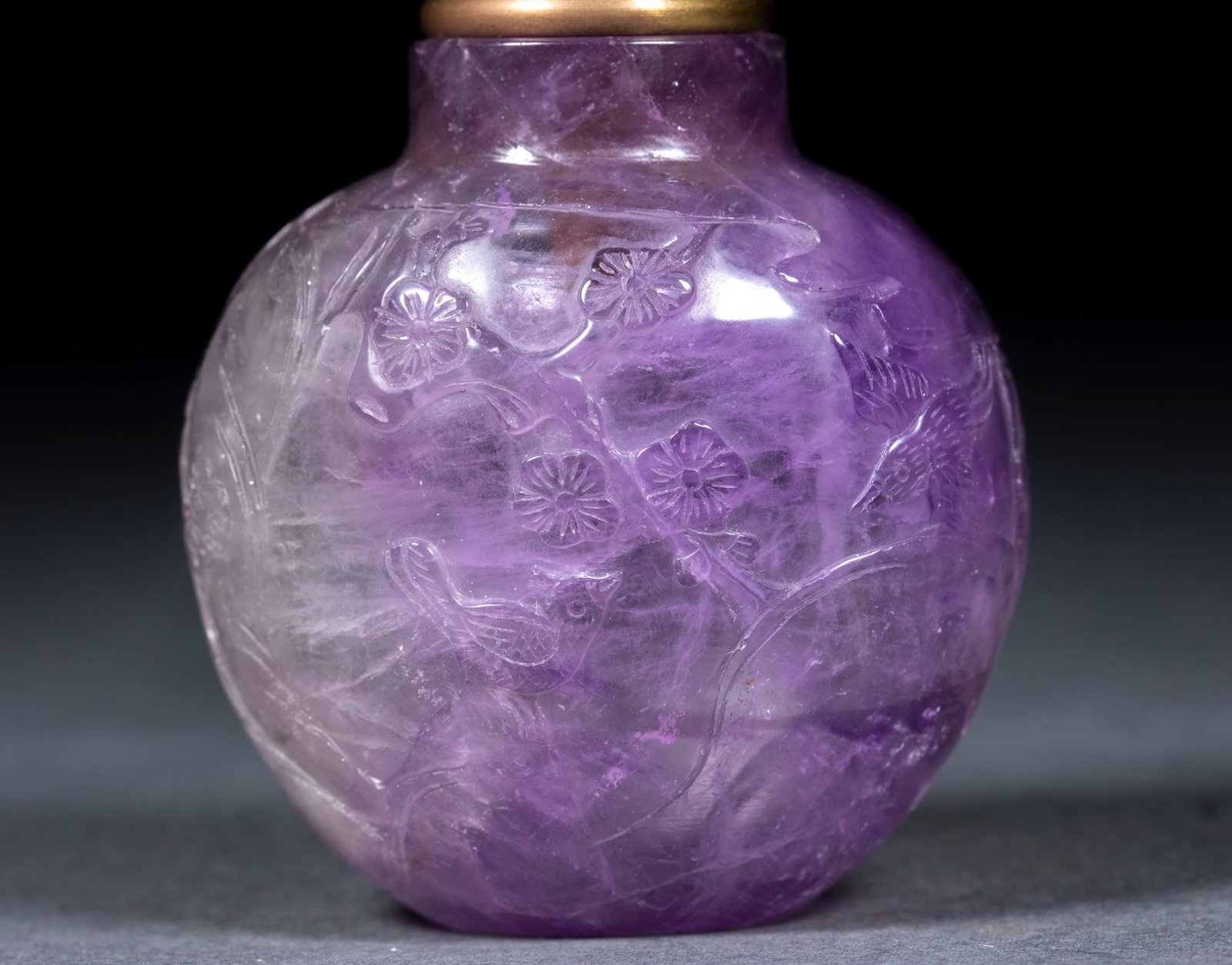 Amethyst flower snuff bottle - 2