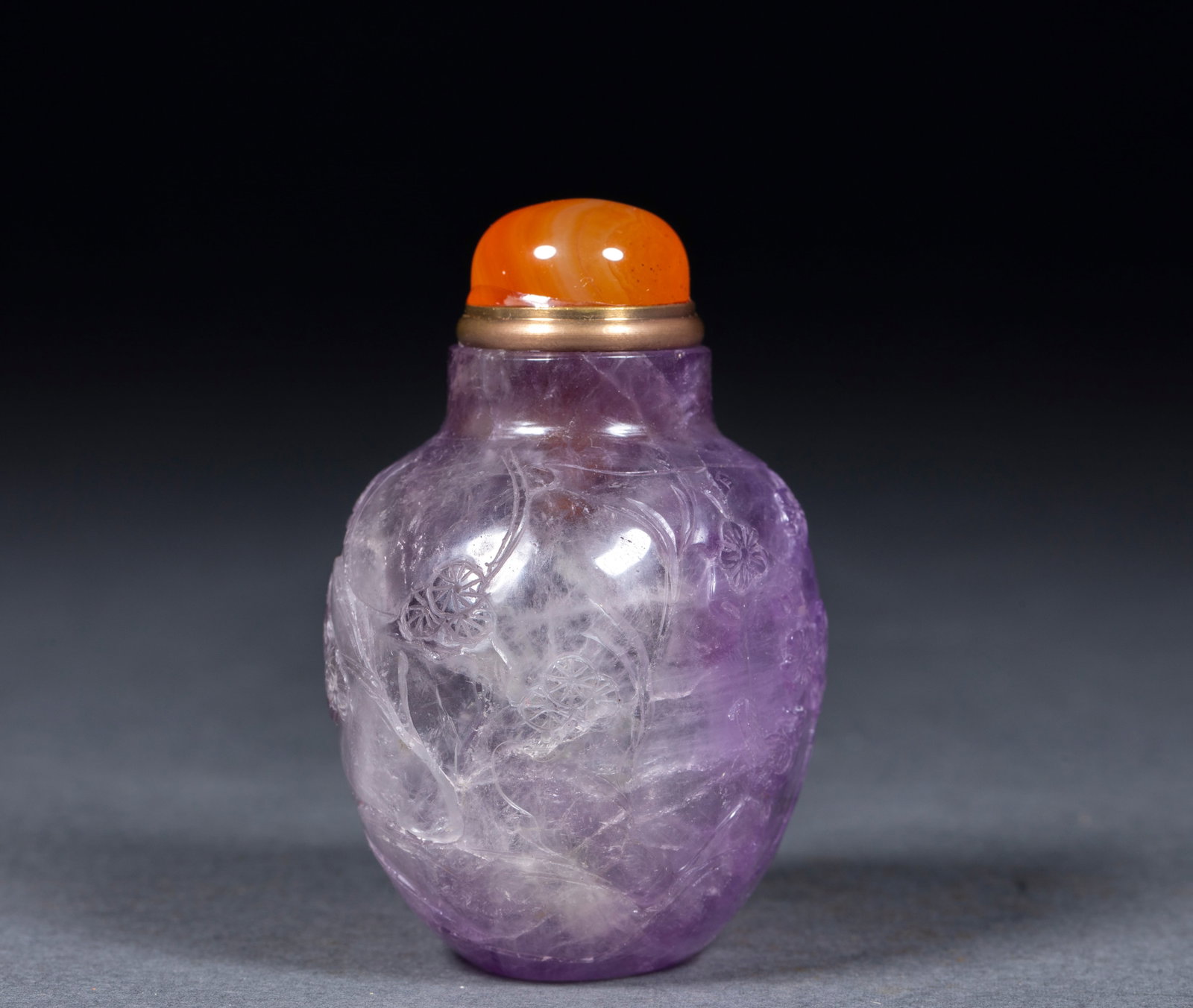 Amethyst flower snuff bottle - 3