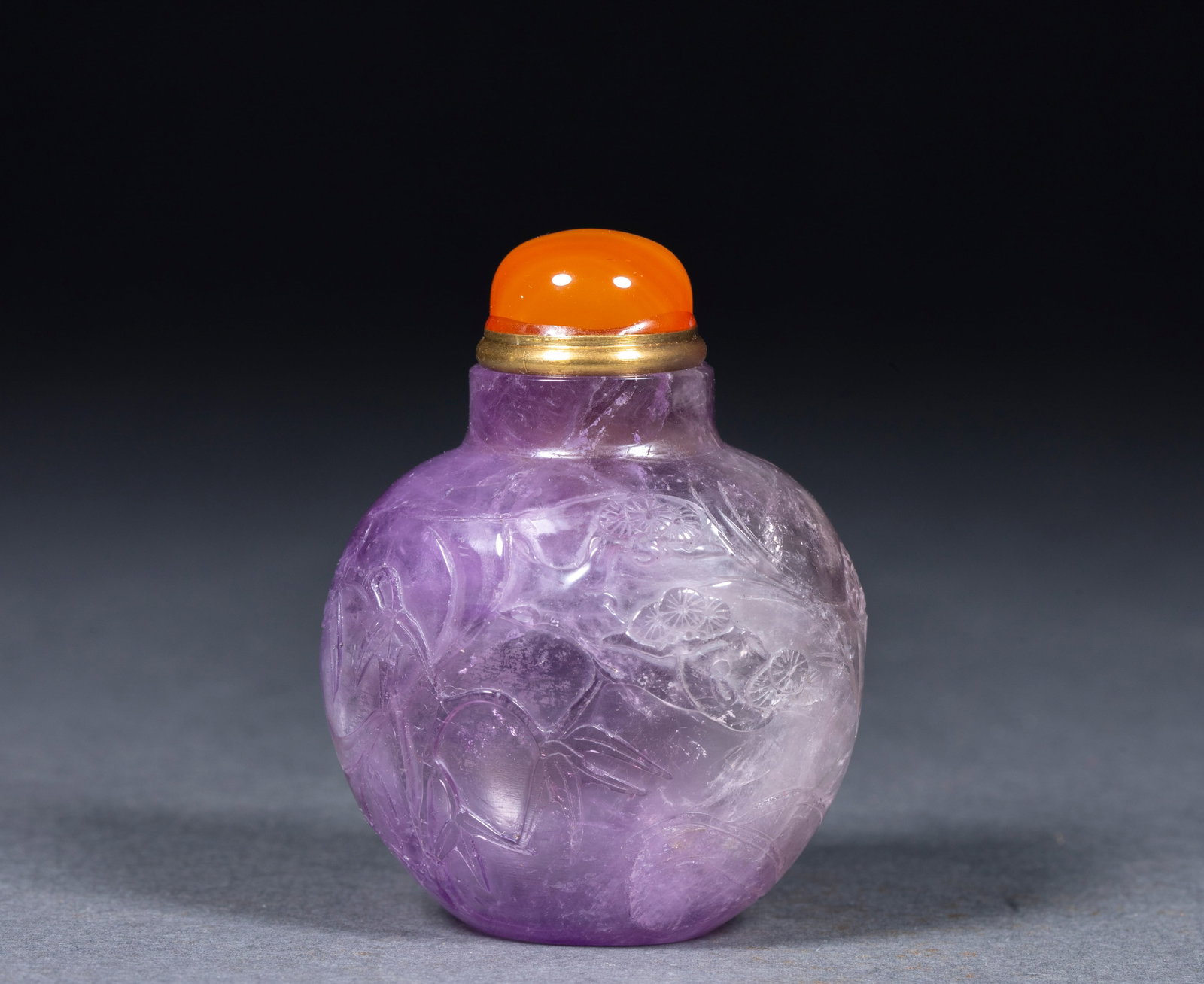 Amethyst flower snuff bottle - 4