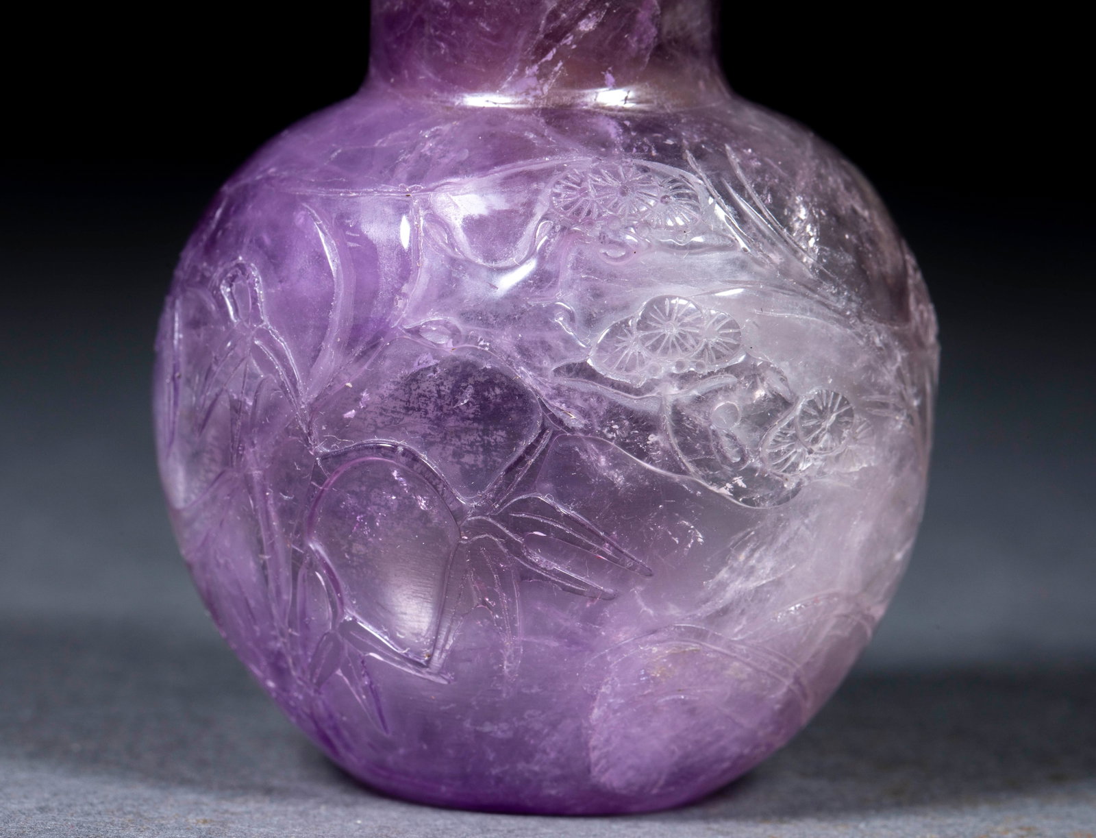 Amethyst flower snuff bottle - 5