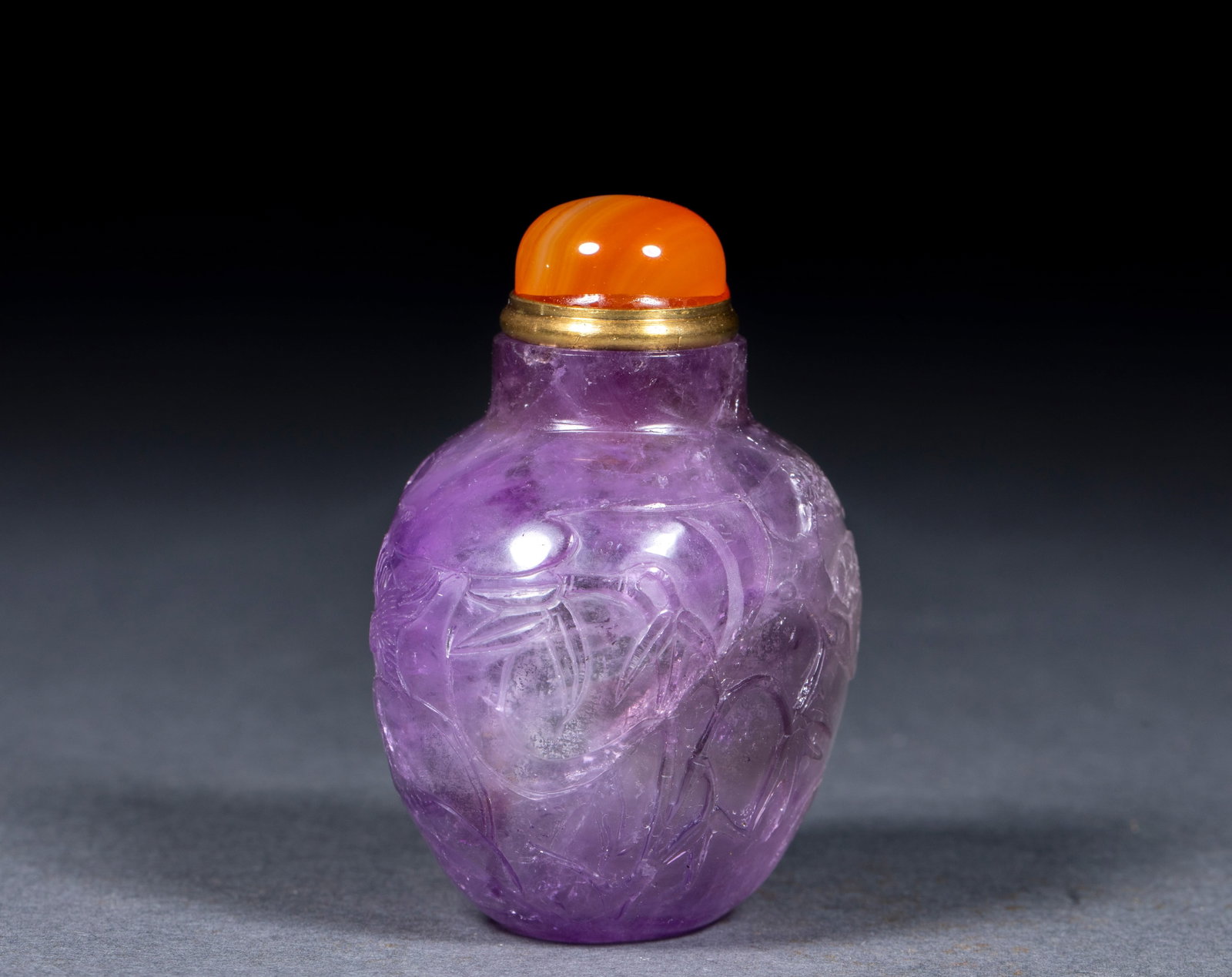 Amethyst flower snuff bottle - 6