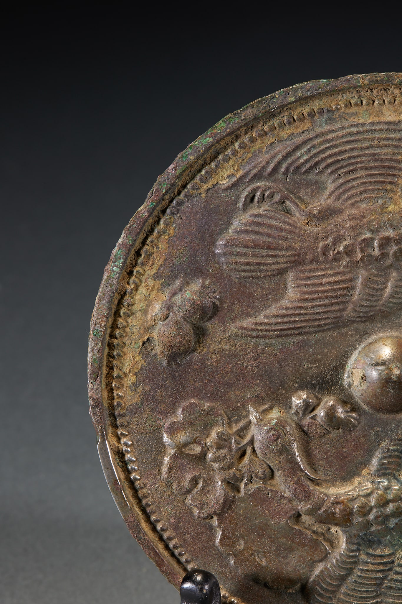 Double phoenix bronze mirror before Ming dynasty - 4