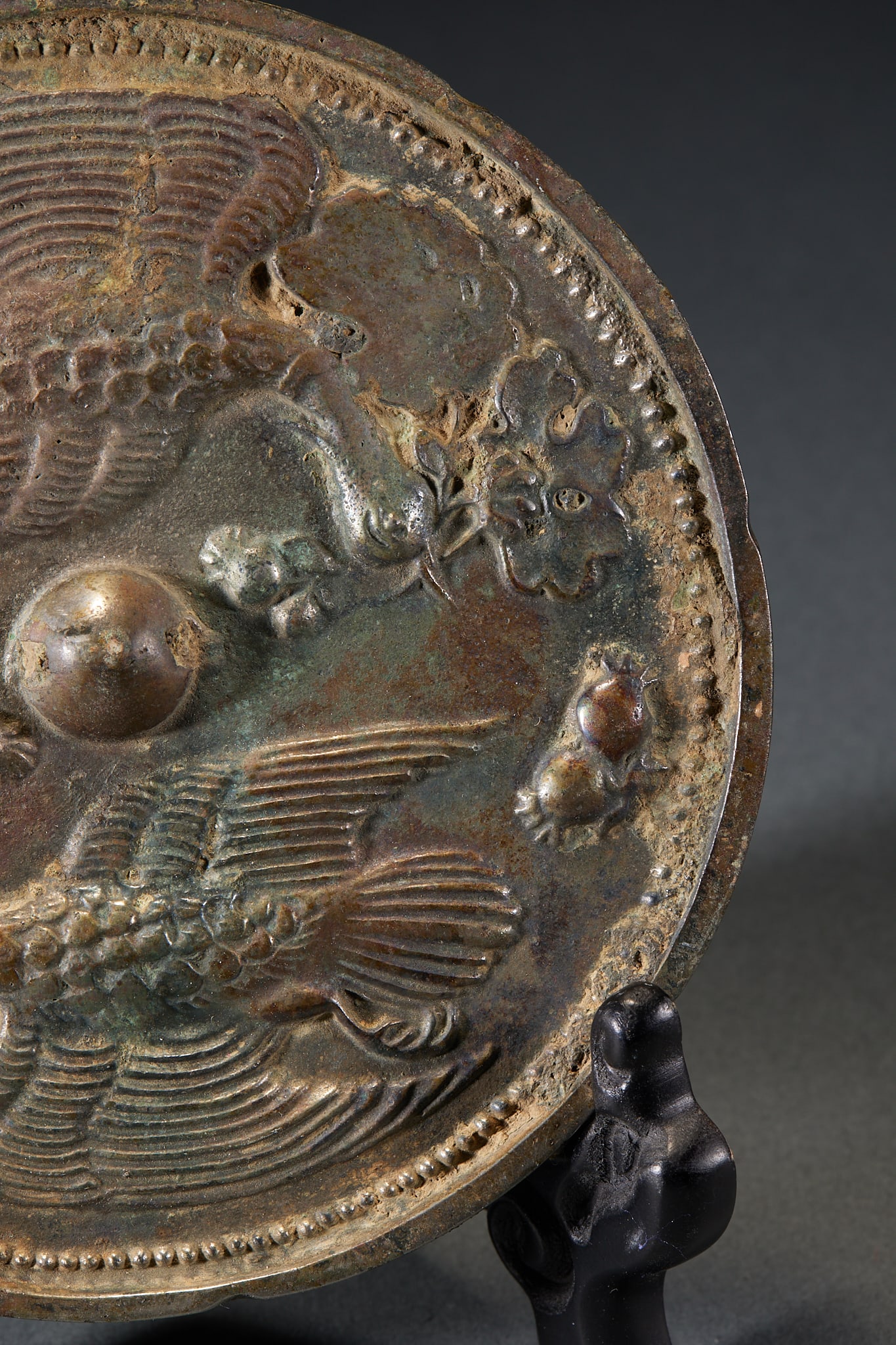 Double phoenix bronze mirror before Ming dynasty - 5