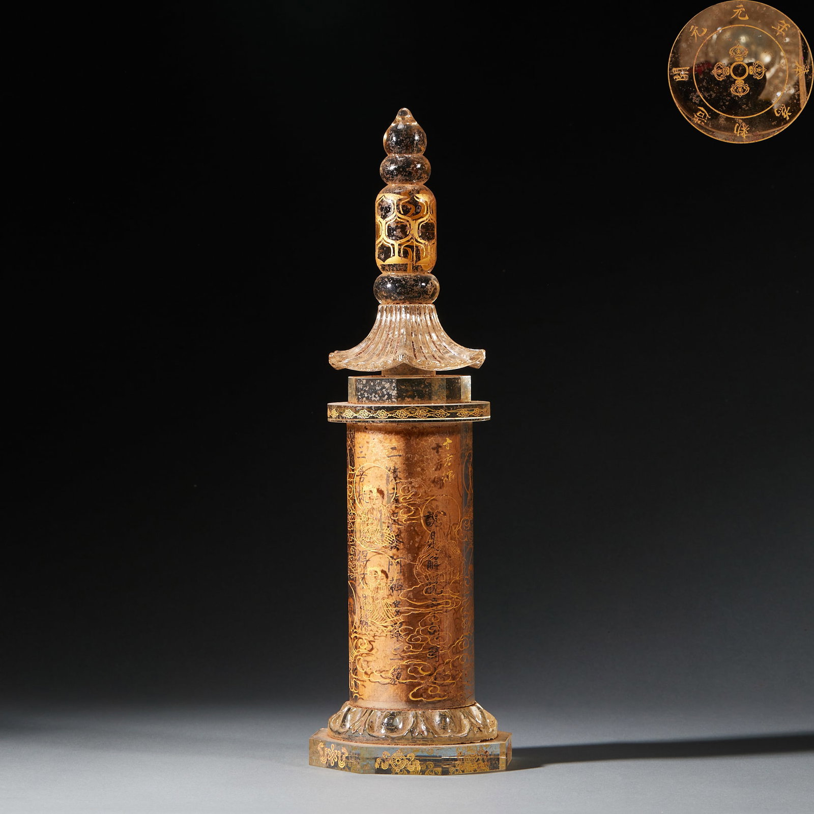 Disciple Wang Shimin holds a hand to worship the crystal stupa. (1 of 13)