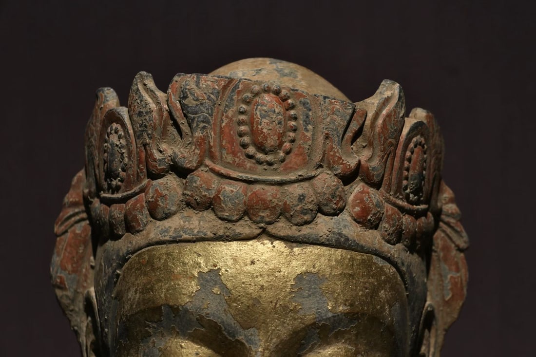 Gold-plated bodhisattva head - 3