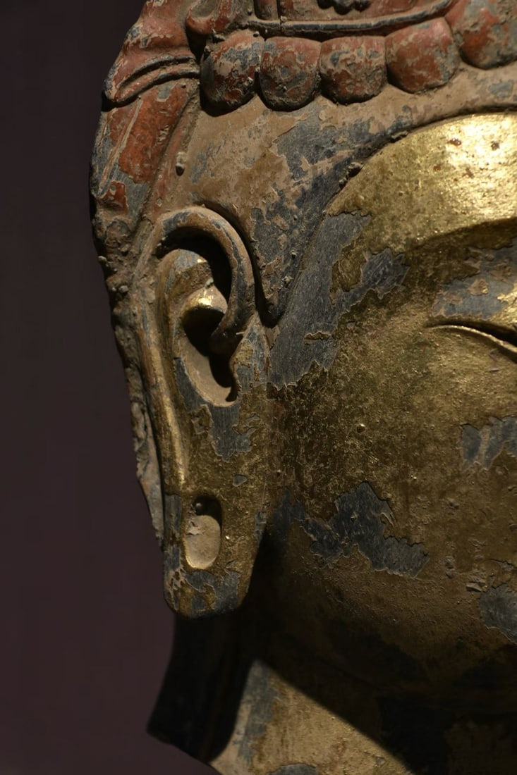 Gold-plated bodhisattva head - 5