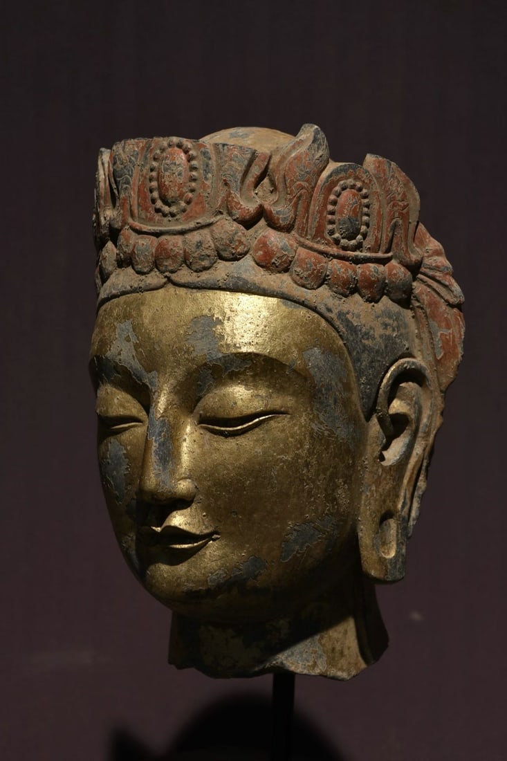 Gold-plated bodhisattva head - 6
