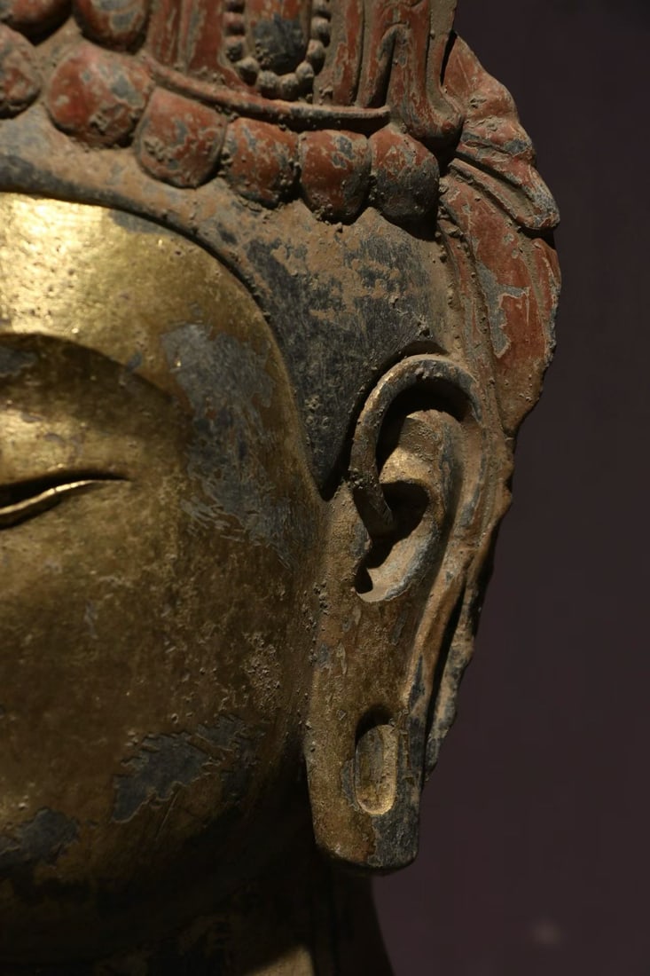 Gold-plated bodhisattva head - 7