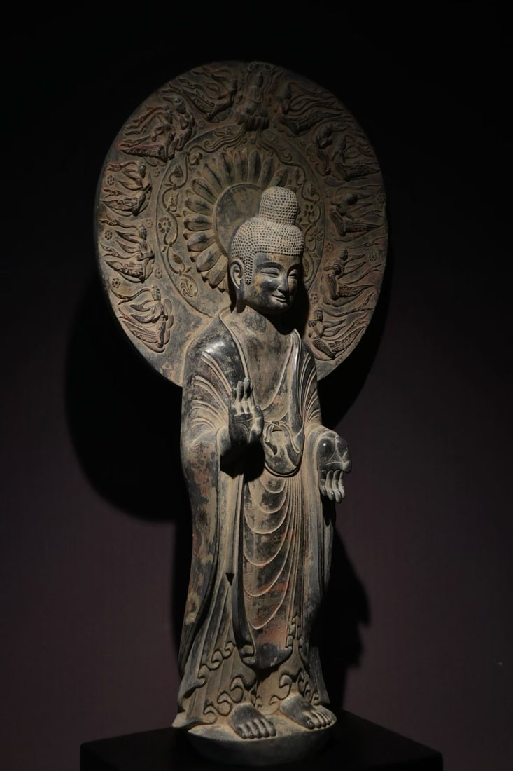Gold-plated flying backlit Buddha statue - 5