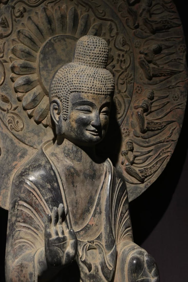 Gold-plated flying backlit Buddha statue - 6