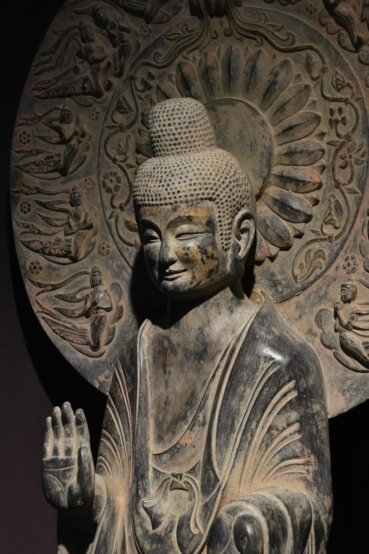Gold-plated flying backlit Buddha statue - 8