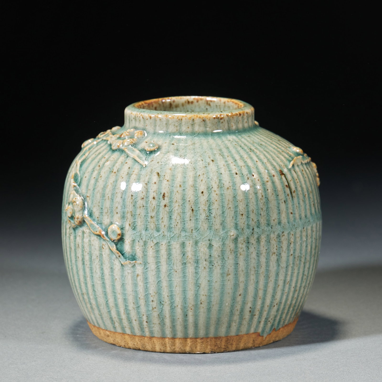 Jun kiln embossed flower jar - 4