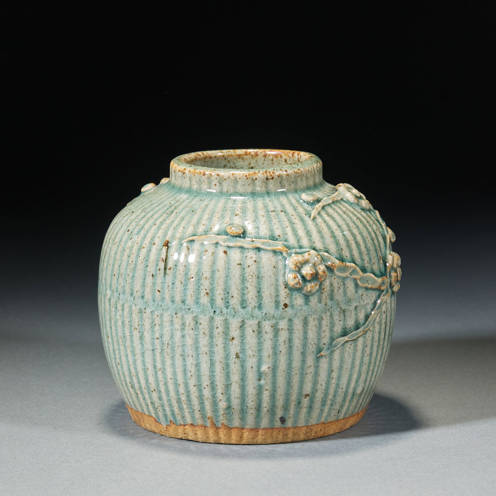 Jun kiln embossed flower jar - 5