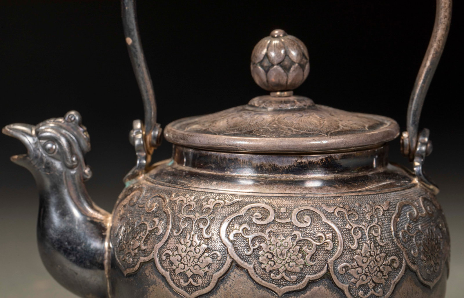 Qing Silver Phoenix-Head Flowering Ewer - 2