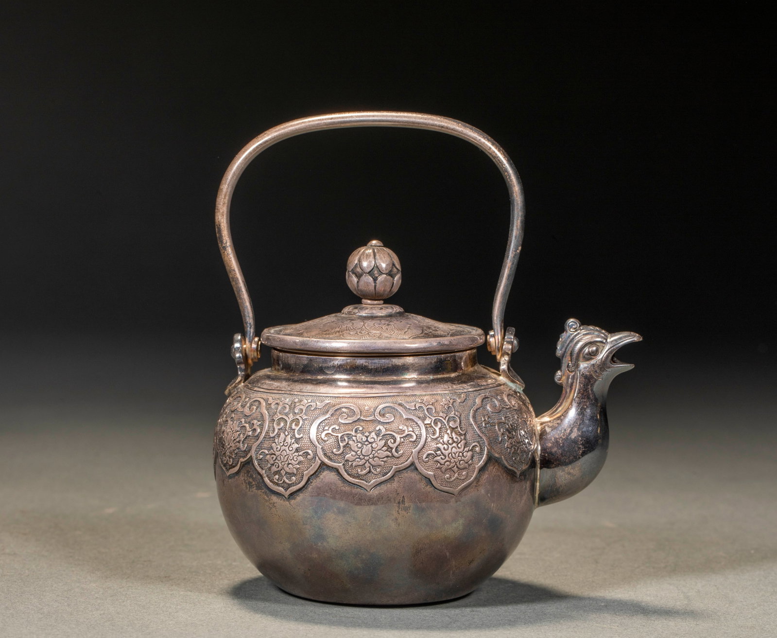 Qing Silver Phoenix-Head Flowering Ewer - 5