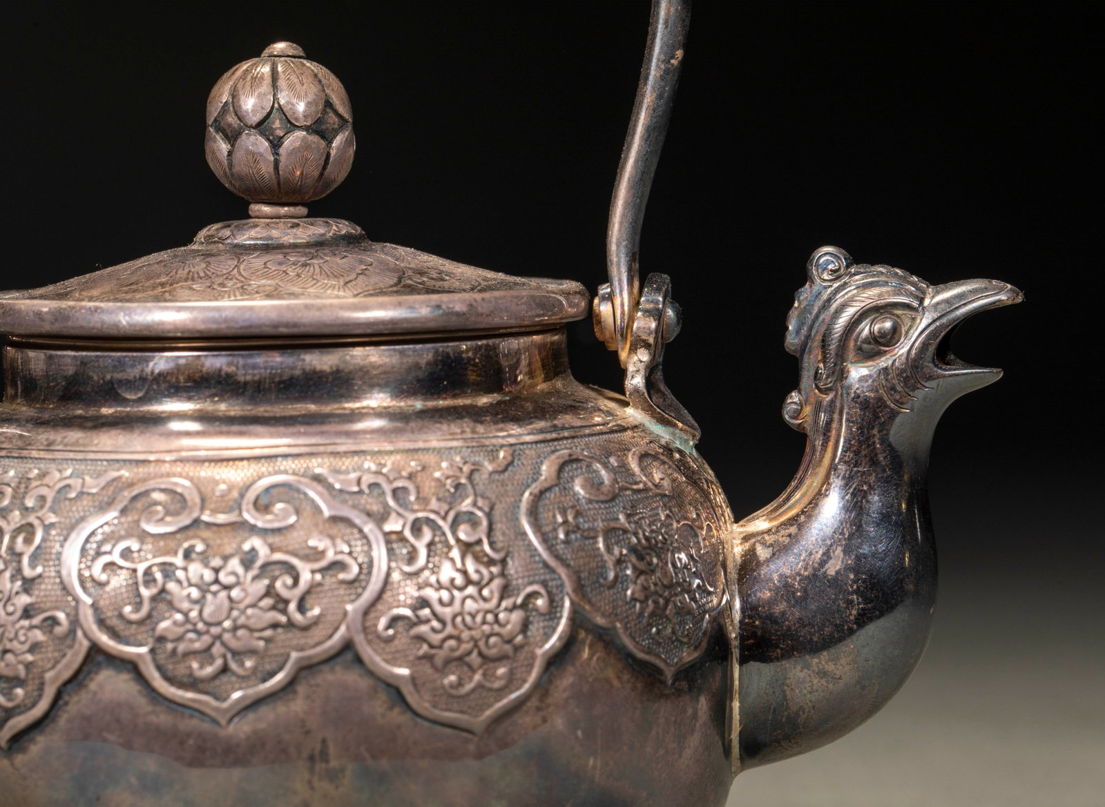 Qing Silver Phoenix-Head Flowering Ewer - 6