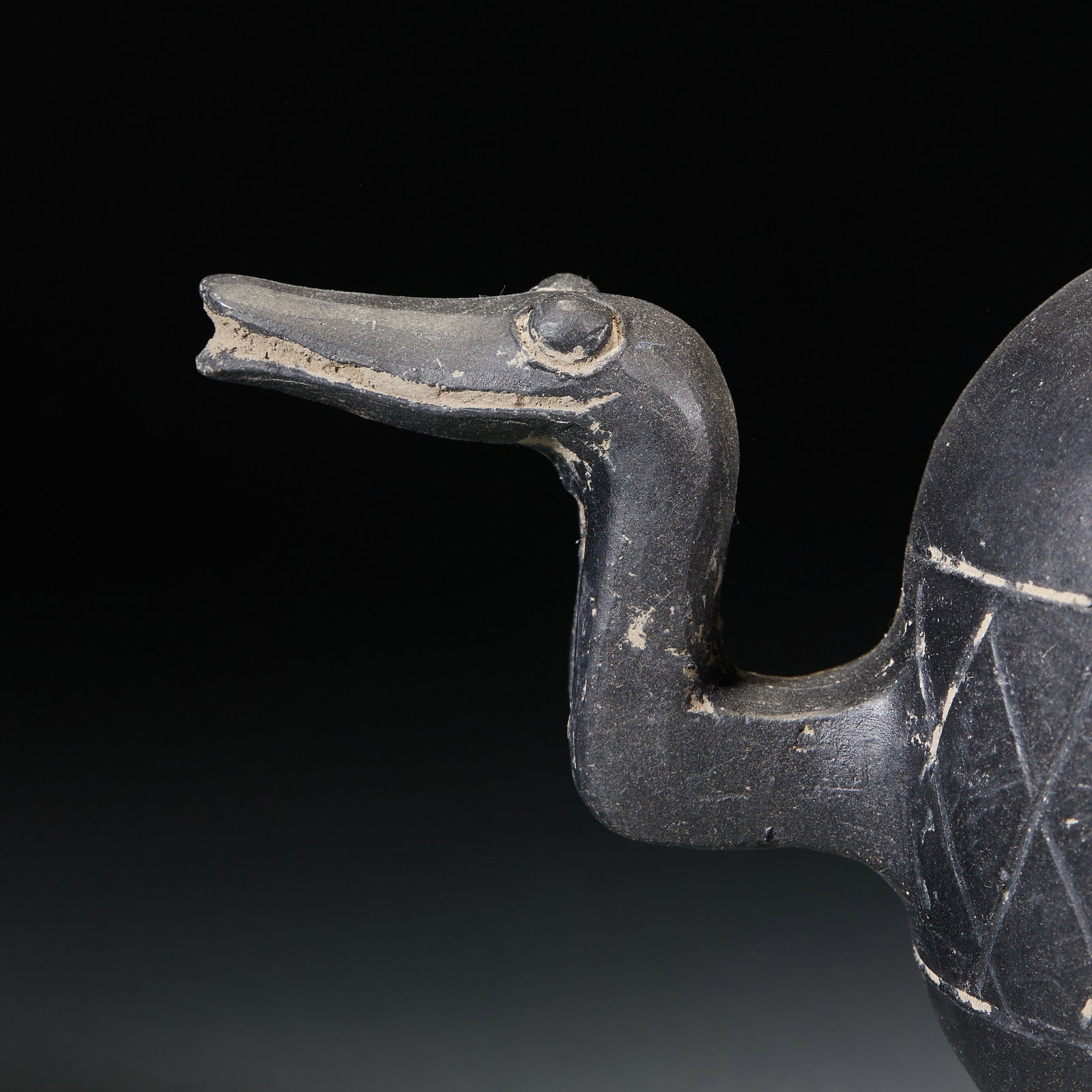 Black-Pottery Crane-Form Vessel - 3