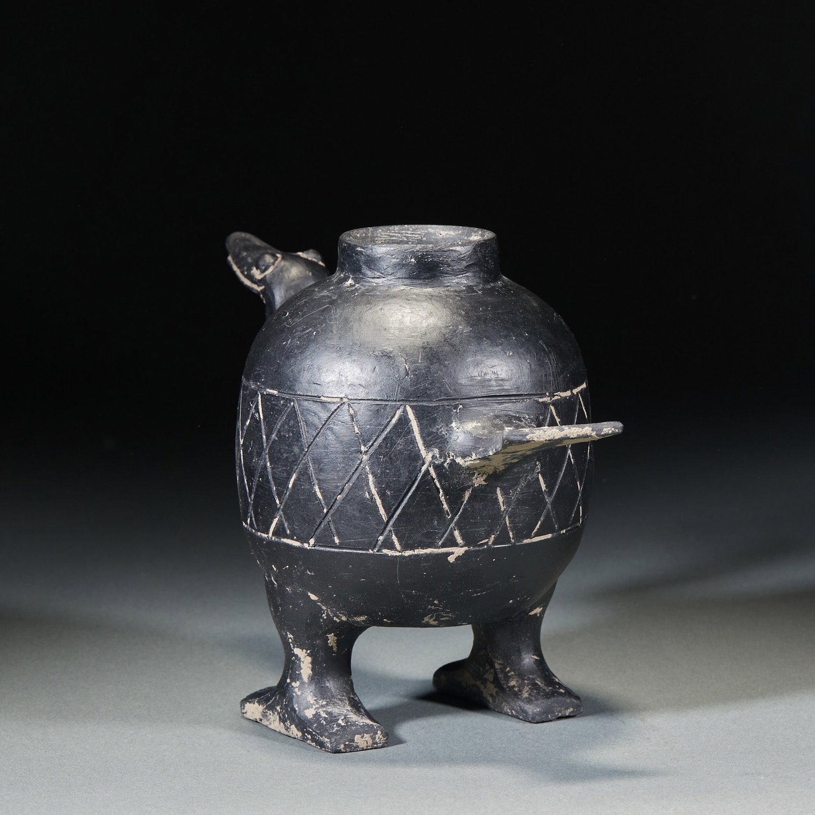 Black-Pottery Crane-Form Vessel - 5
