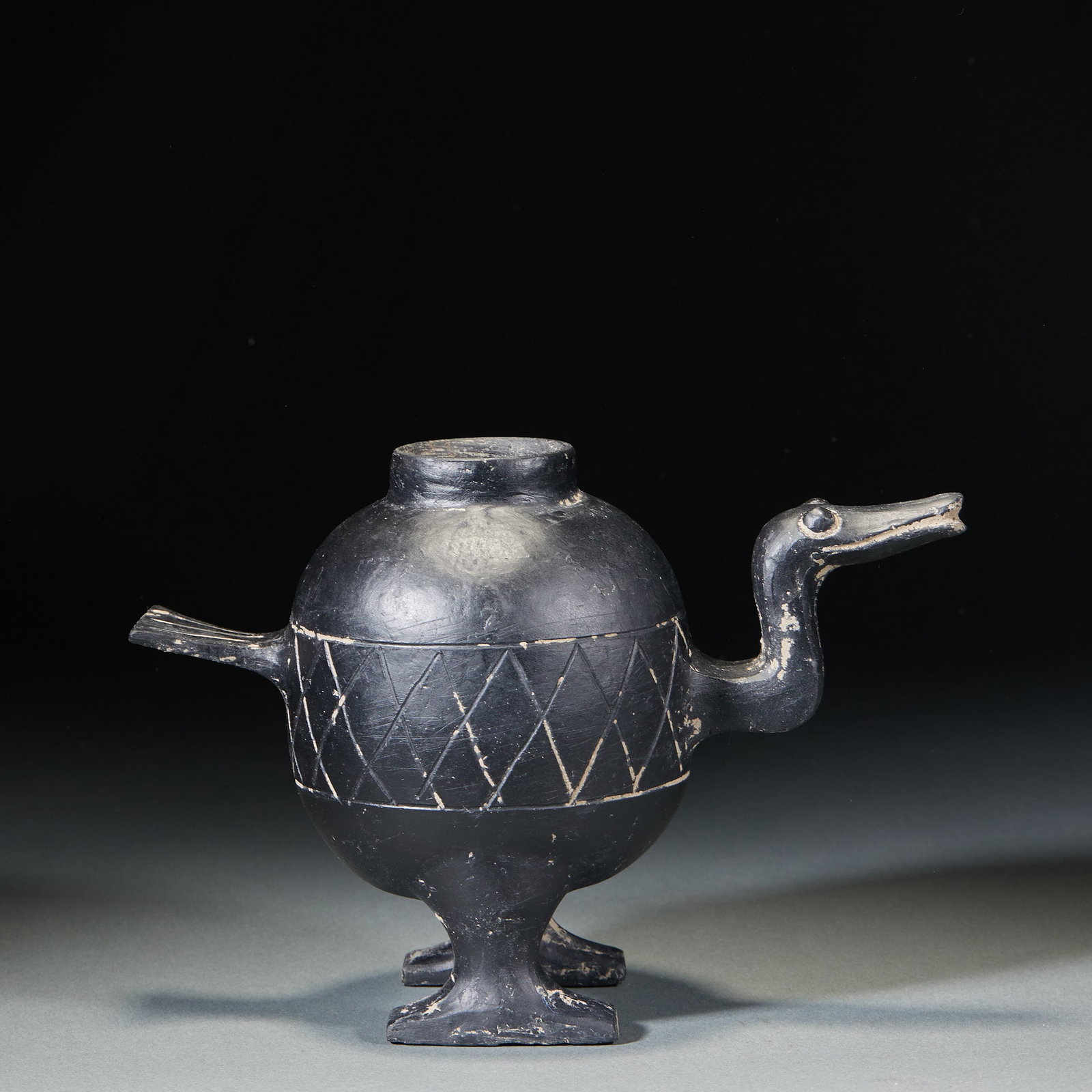 Black-Pottery Crane-Form Vessel - 6