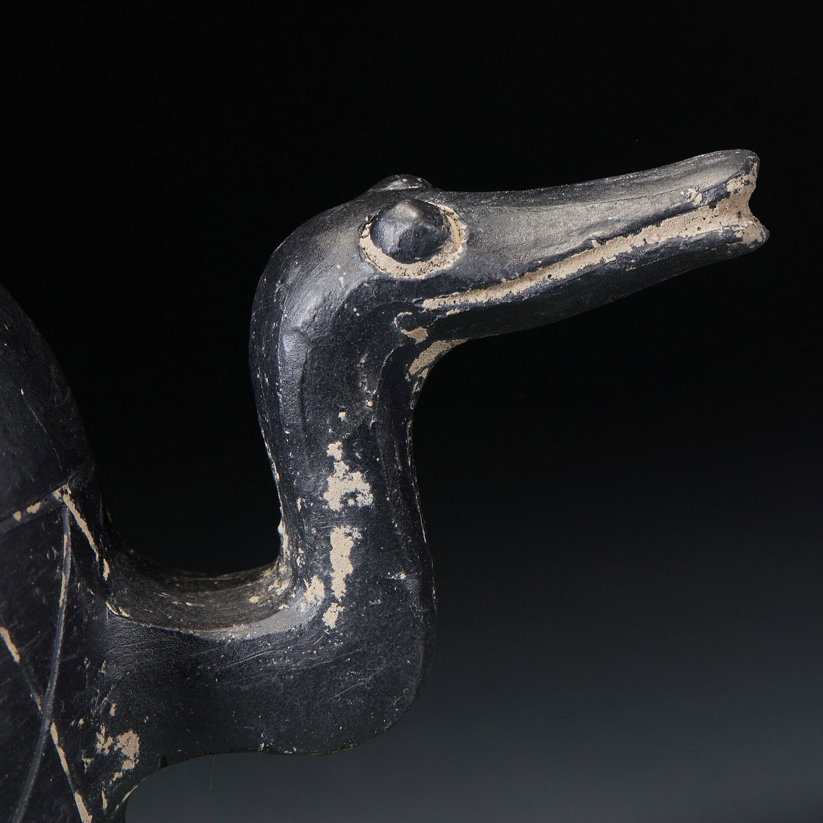 Black-Pottery Crane-Form Vessel - 8
