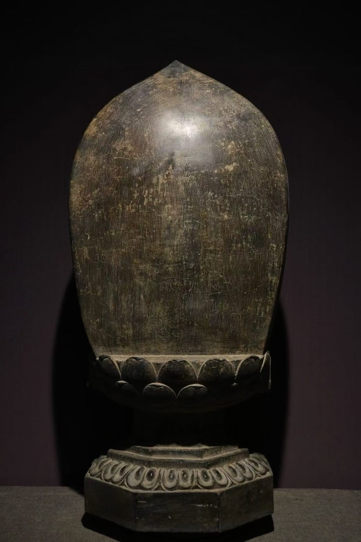 Grey-Stone Seated Buddha with Backrest - 7