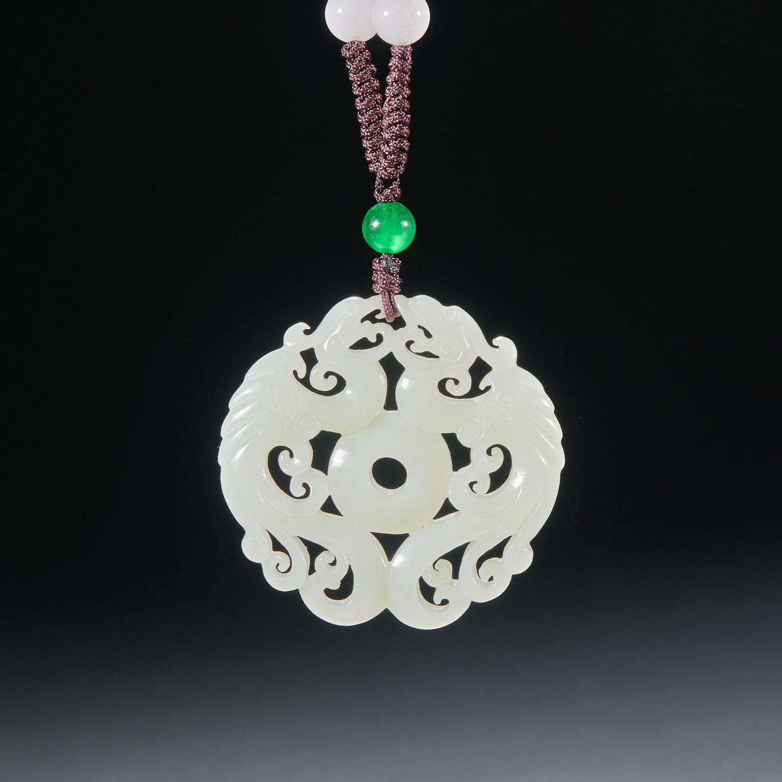 Jade Twin-Phoenix Pendant - 6
