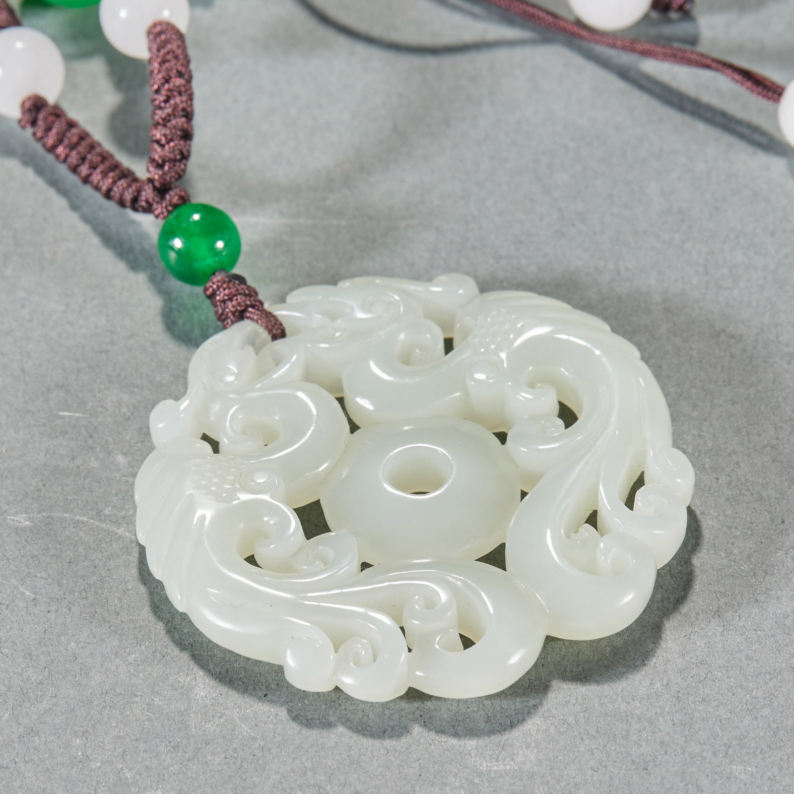 Jade Twin-Phoenix Pendant - 8